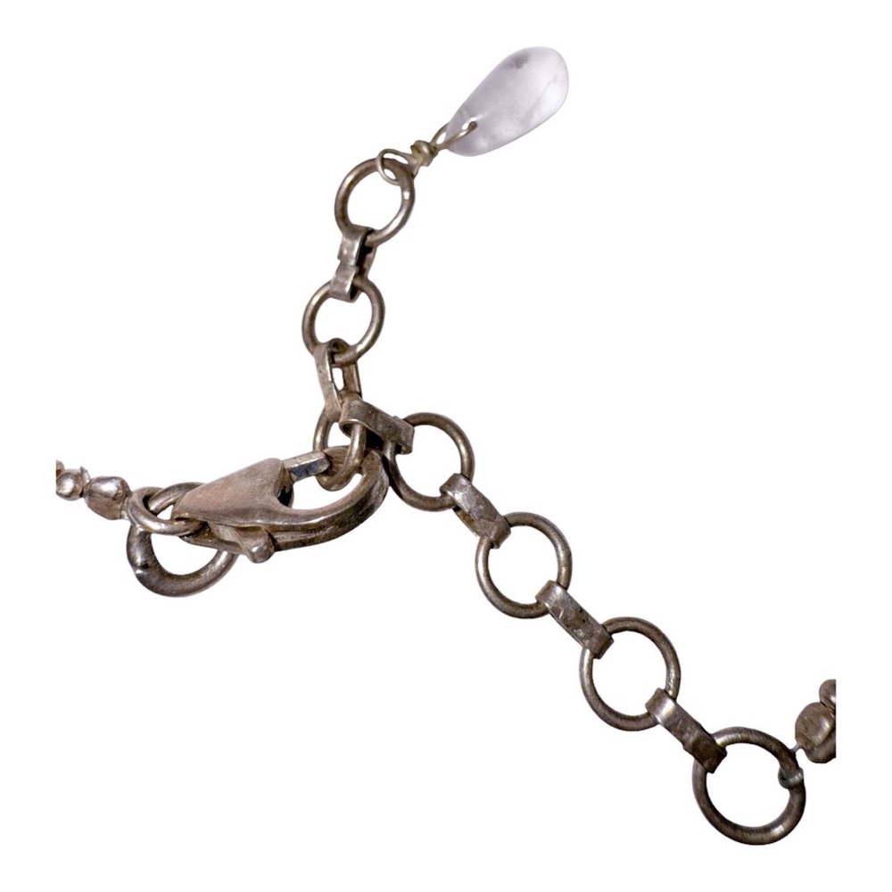 Silvertone & Rose Quartz Beaded Necklace - Picture 7 of 8